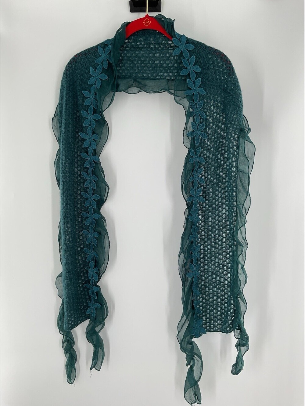 Terra Nomad Women’s Teal Green Floral Loose Knit Scarf 109
